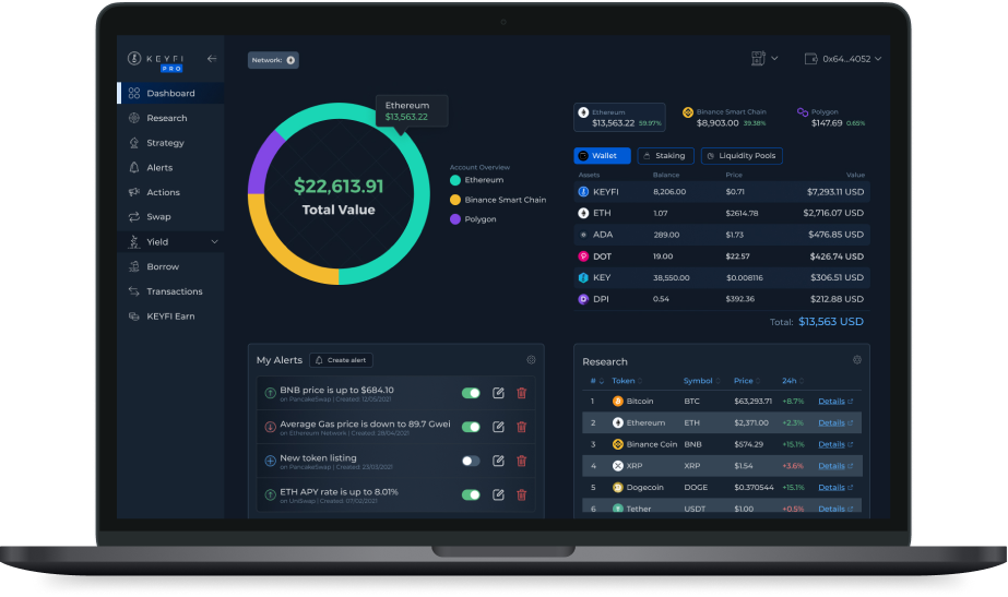 Macbook Mockup with KeyFi dashboard